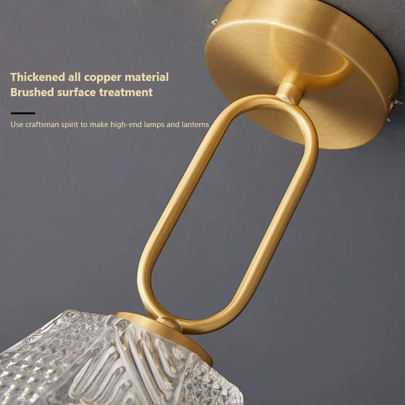 Plafonnier japonais en verre doré | Marco Lucetti