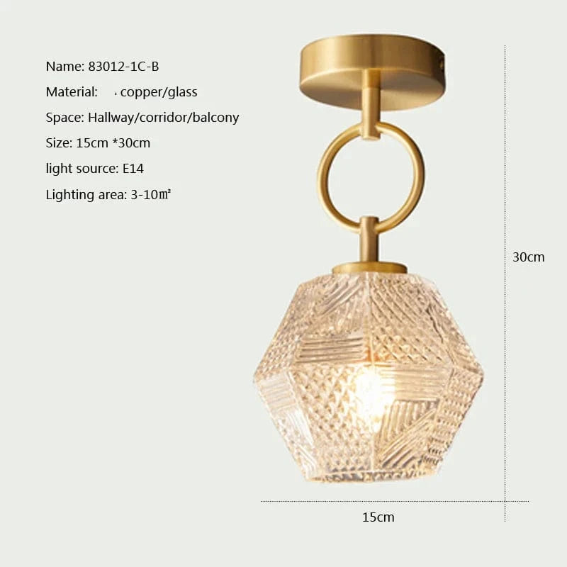 Plafonnier japonais en verre doré | Marco Lucetti B / Sans ampoule