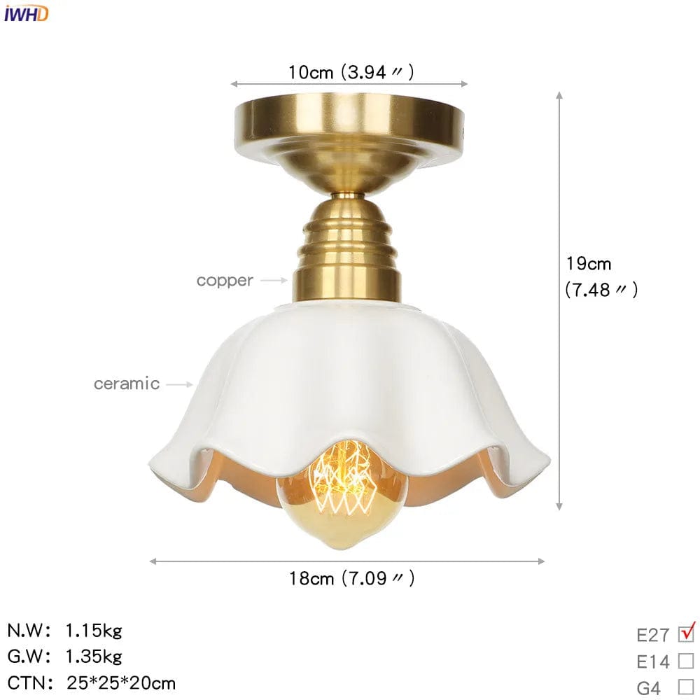 Plafonnier japonais nordique IWHD en cuivre avec boule de verre LED | Marco Lucetti