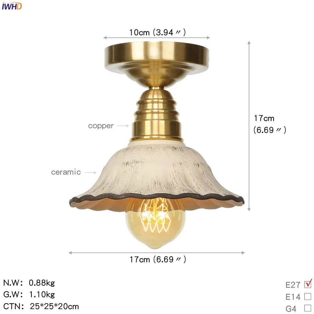 Plafonnier japonais nordique IWHD en cuivre avec boule de verre LED | Marco Lucetti Cuivre