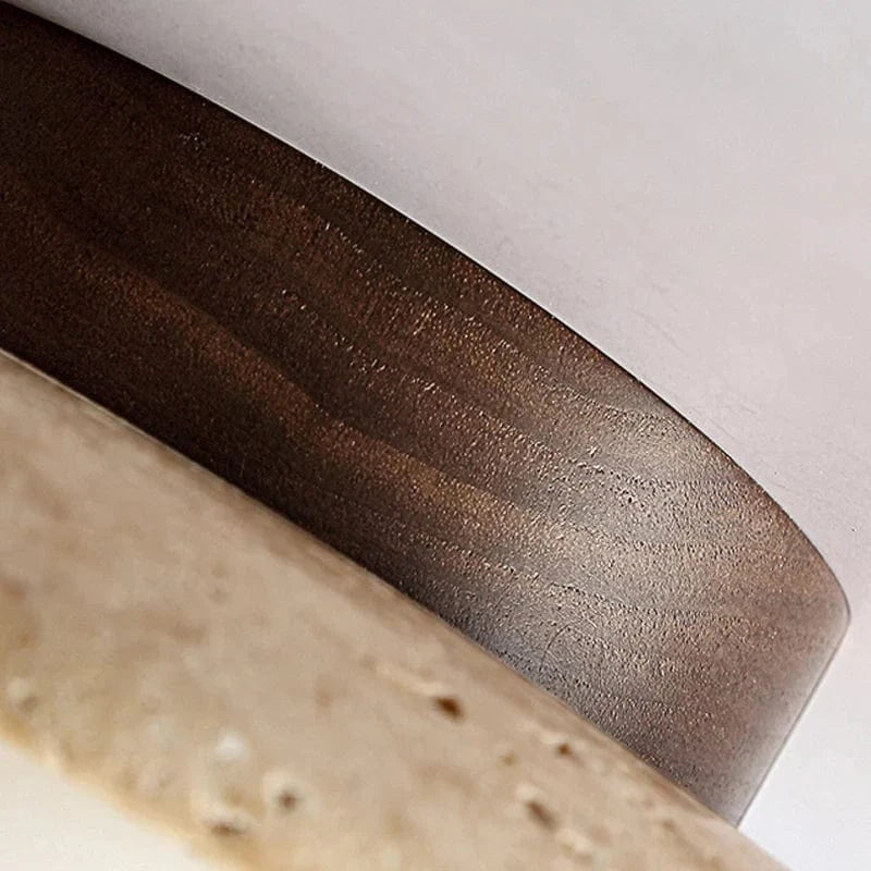 Plafonnier japonais Wabi Sabi en pierre - Style frais | Marco Lucetti Huangdongshi / D250xH100mm / Froid chaud naturel | 3-5W E27