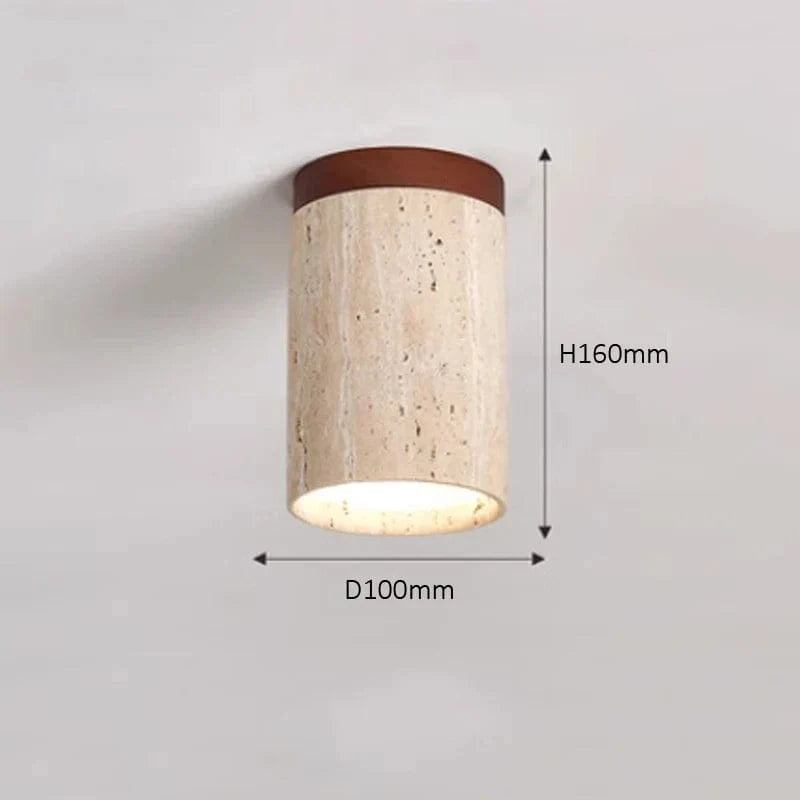 Plafonnier Japonais Wabi Sabi Jaune pour Couloir Moderne | Marco Lucetti D Base en bois de noyer