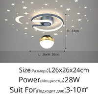 Plafonnier LED 28W Noir Gris pour Couloir avec Boule de Verre Nuances - Effet Etoile | Marco Lucetti