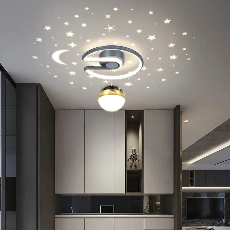 Plafonnier LED 28W Noir Gris pour Couloir avec Boule de Verre Nuances - Effet Etoile | Marco Lucetti