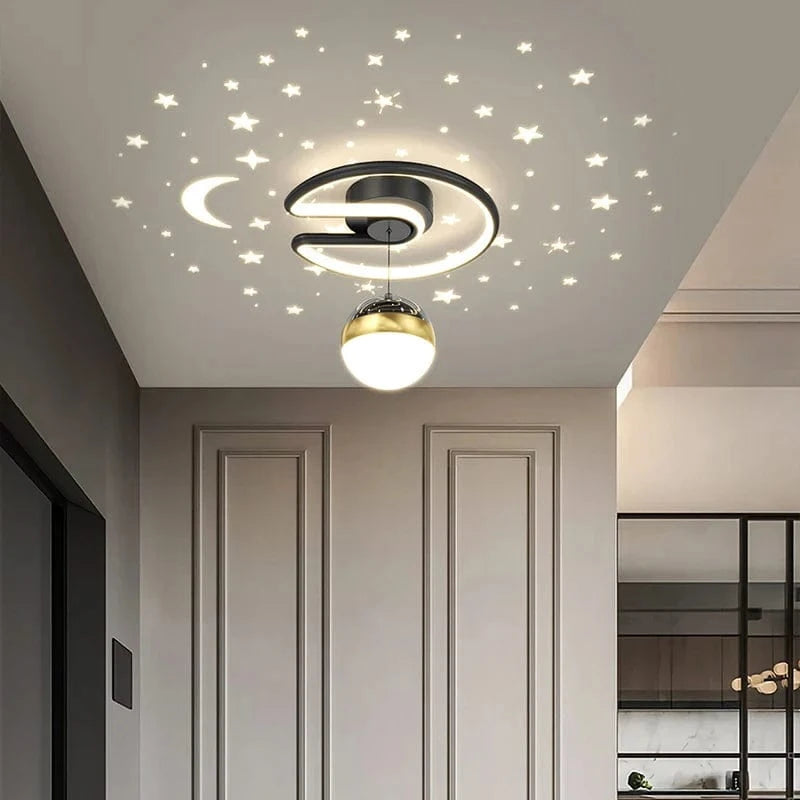 Plafonnier LED 28W Noir Gris pour Couloir avec Boule de Verre Nuances - Effet Etoile | Marco Lucetti