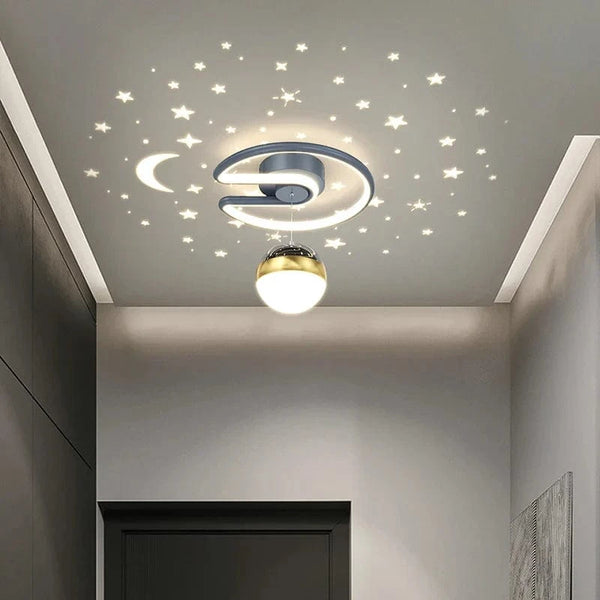 Plafonnier LED 28W Noir Gris pour Couloir avec Boule de Verre Nuances - Effet Etoile | Marco Lucetti