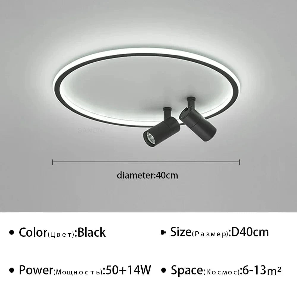 Plafonnier LED à spots modernes | Marco Lucetti Noir 40cm / Blanc chaud (pas de RC)