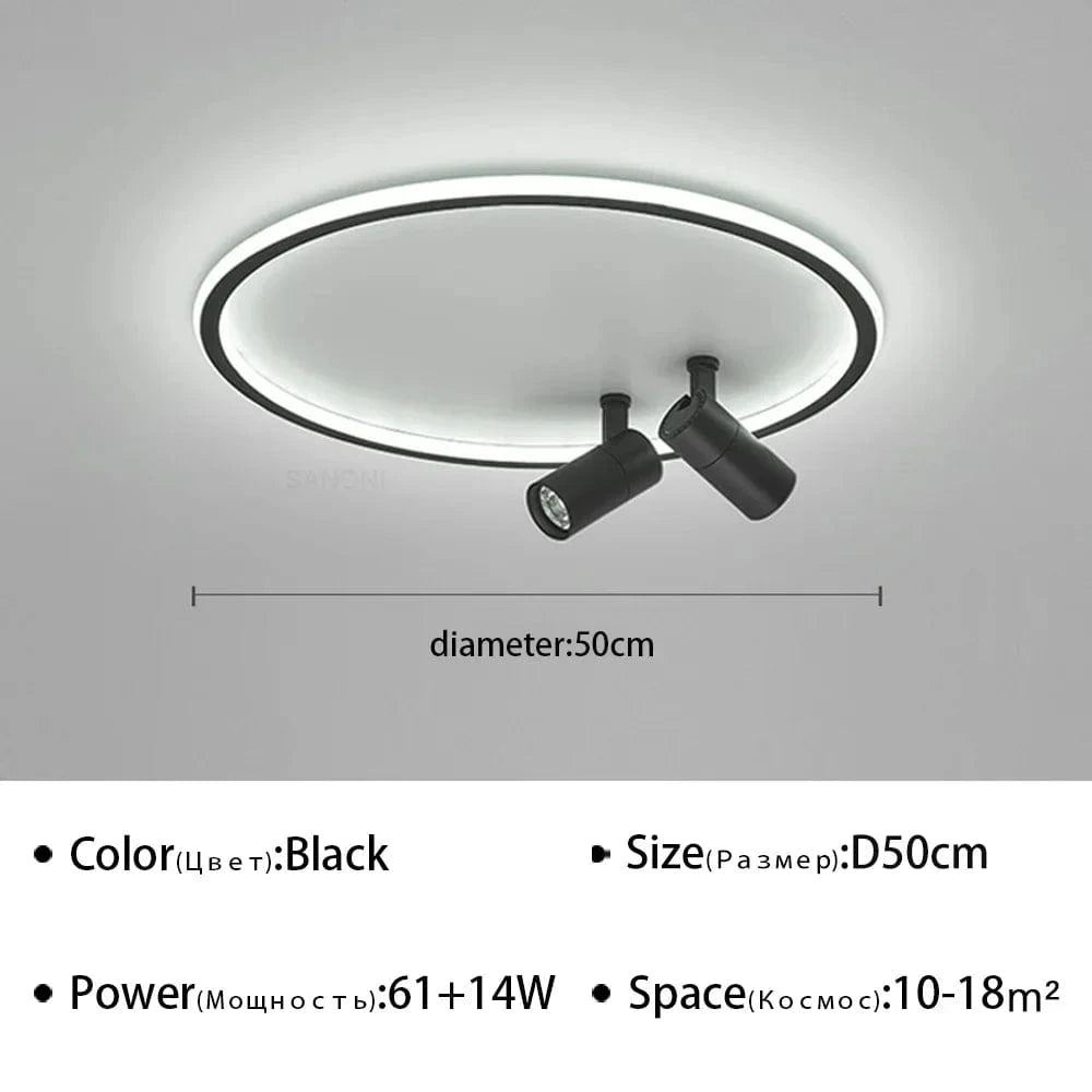 Plafonnier LED à spots modernes | Marco Lucetti Noir 50cm / Blanc chaud (pas de RC)