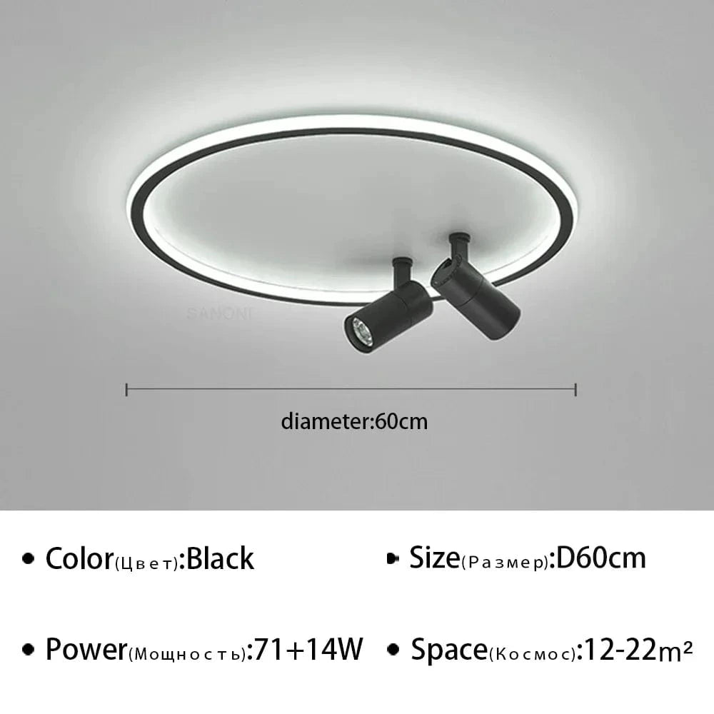 Plafonnier LED à spots modernes | Marco Lucetti Noir 60cm / Blanc chaud (pas de RC)