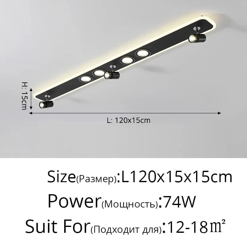 Plafonnier LED Acrylique Focus | Marco Lucetti B Noir 120cm / 3 couleurs sans télécommande