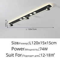 Plafonnier LED Acrylique Focus | Marco Lucetti B Noir 120cm / 3 couleurs sans télécommande