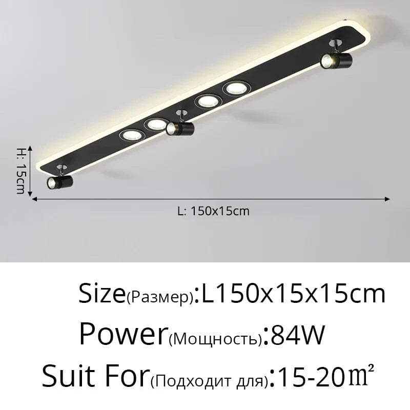 Plafonnier LED Acrylique Focus | Marco Lucetti B Noir 150cm / 3 couleurs sans télécommande