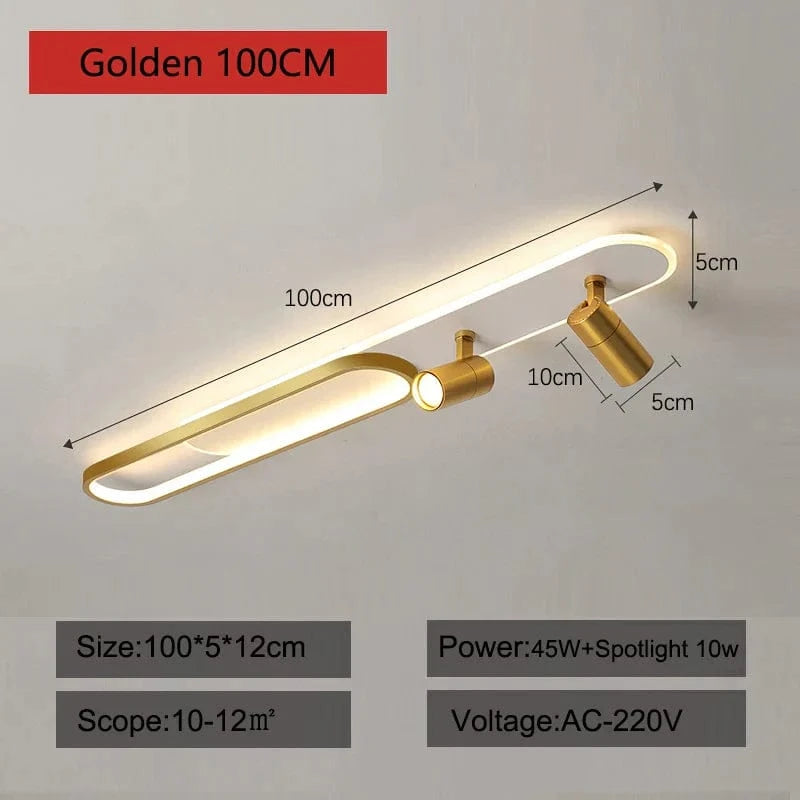 Plafonnier LED Acrylique Moderne - Edition 2023 | Marco Lucetti Doré 100cm / Gradation à distance