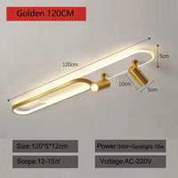 Plafonnier LED Acrylique Moderne - Edition 2023 | Marco Lucetti Doré 120cm / Gradation à distance