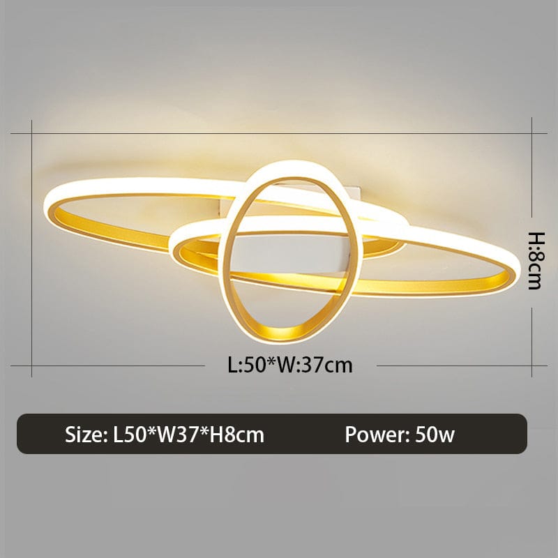 Plafonnier LED Anneaux Imbriqués Orfa | Marco Lucetti Doré - 50 x 37 cm