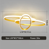 Plafonnier LED Anneaux Imbriqués Orfa | Marco Lucetti Doré - 50 x 37 cm