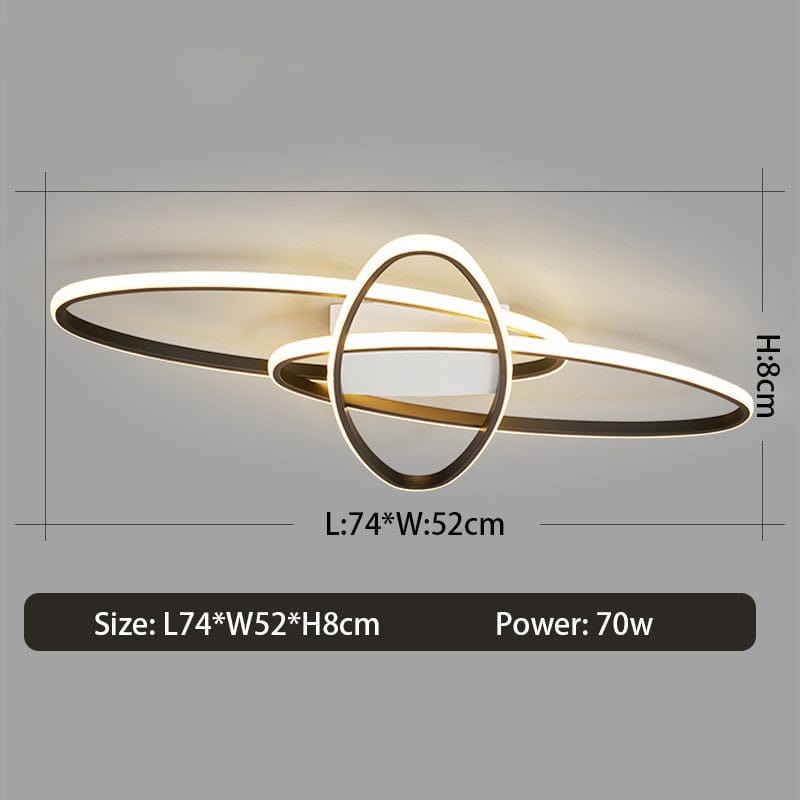 Plafonnier LED Anneaux Imbriqués Orfa | Marco Lucetti Noir - 74 x 52 cm