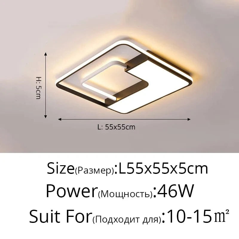Plafonnier LED Art Déco Géométrique de Luxe pour Éclairage Intérieur | Marco Lucetti A L55x55x5cm / Blanc chaud Pas de télécommande