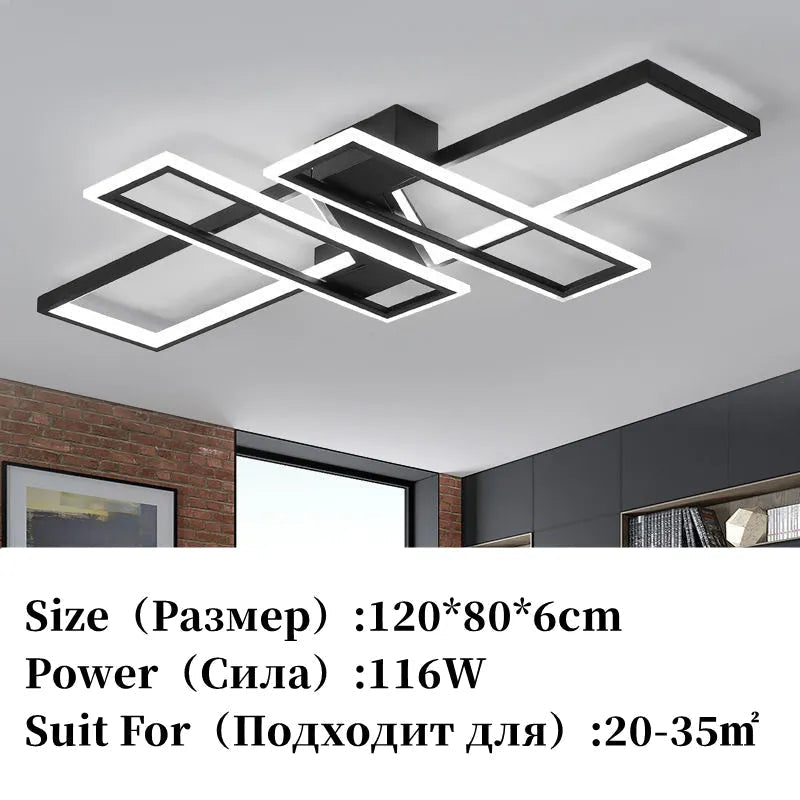 Plafonnier Led nordique moderne en aluminium blanc/noir avec télécommande.