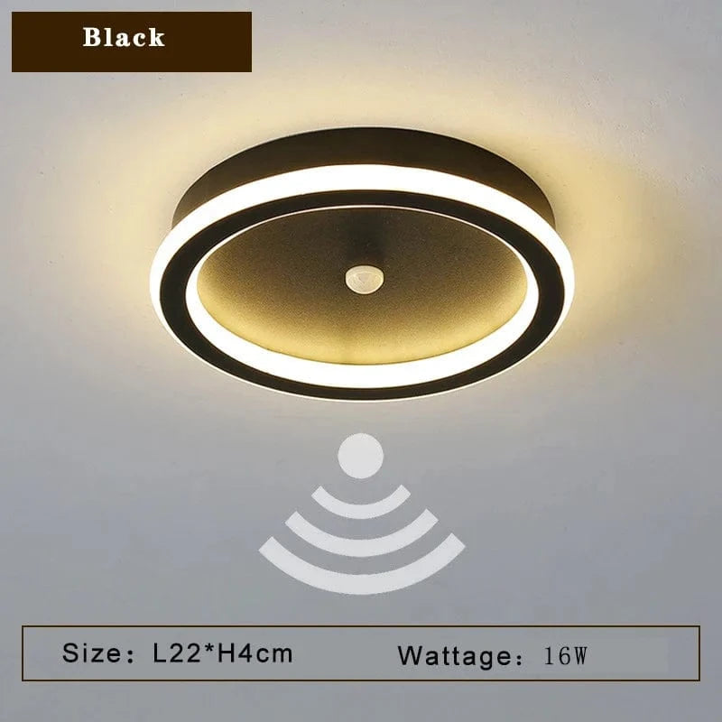 Plafonnier LED avec détecteur de mouvement PIR, parfait pour l'intérieur. | Marco Lucetti B Noir 16w 22cm / Blanc chaud