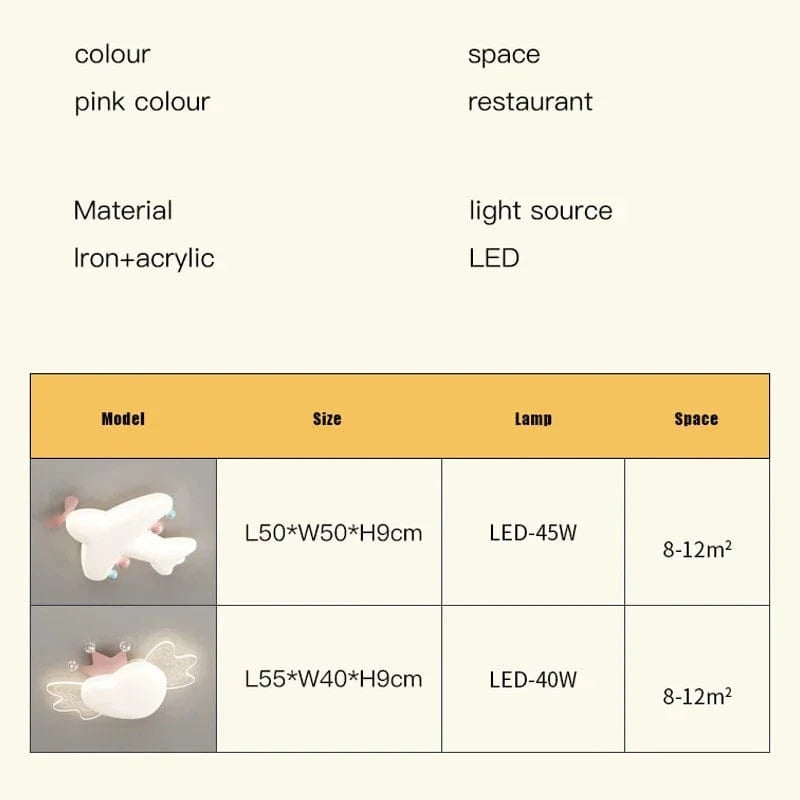 Plafonnier LED Avion Cœur Nordique - Protection des Yeux | Marco Lucetti