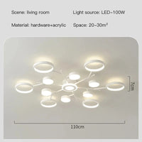 Plafonnier LED Blanc Décoratif avec Télécommande 2023 | Marco Lucetti 12 têtes / Lumière 3 couleurs