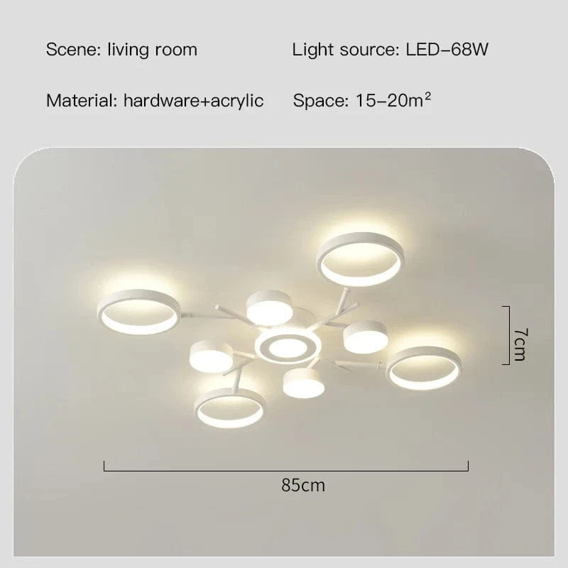 Plafonnier LED Blanc Décoratif avec Télécommande 2023 | Marco Lucetti 8 tête / Lumière 3 couleurs