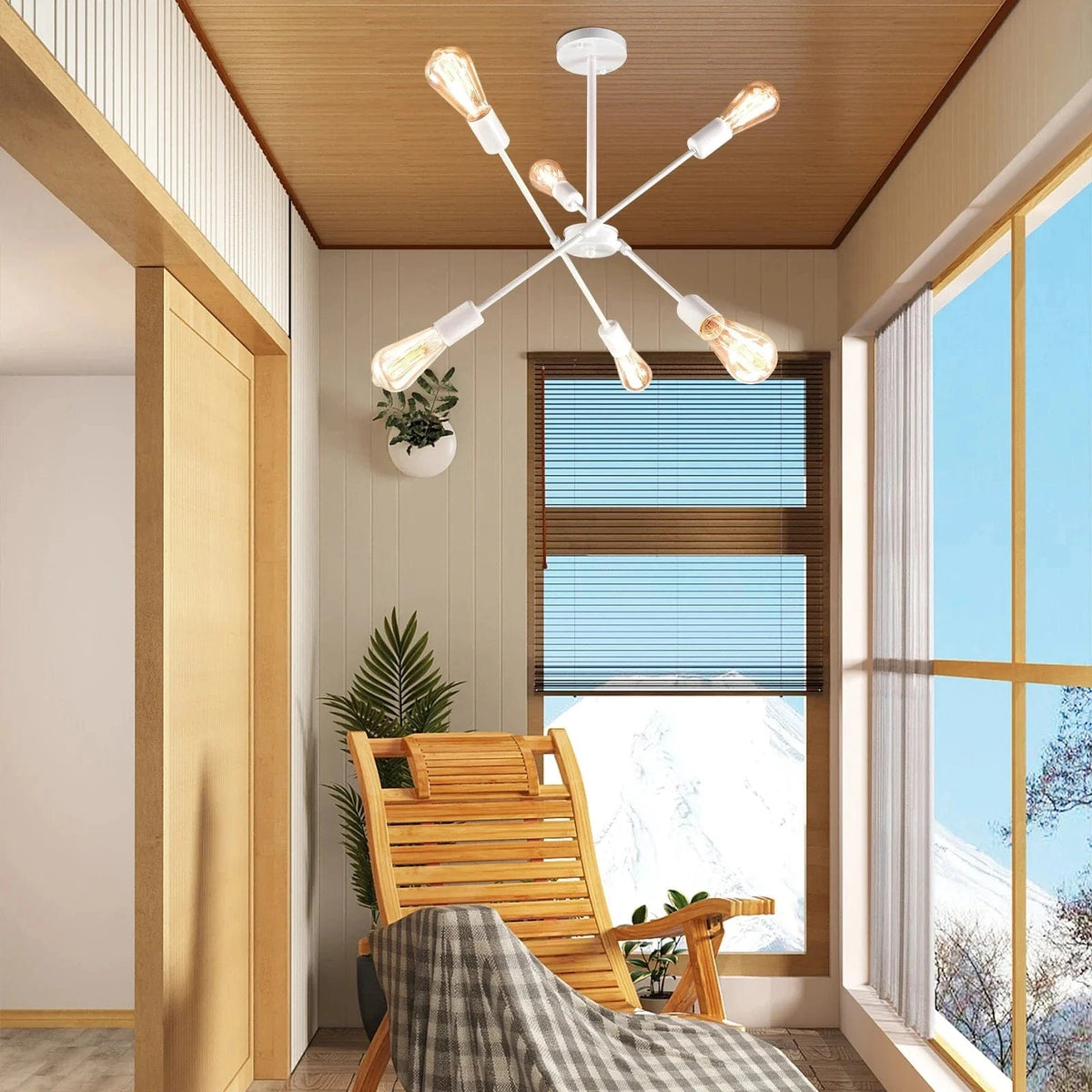 Plafonnier LED Blanc Métallique 6 Lampes | Marco Lucetti