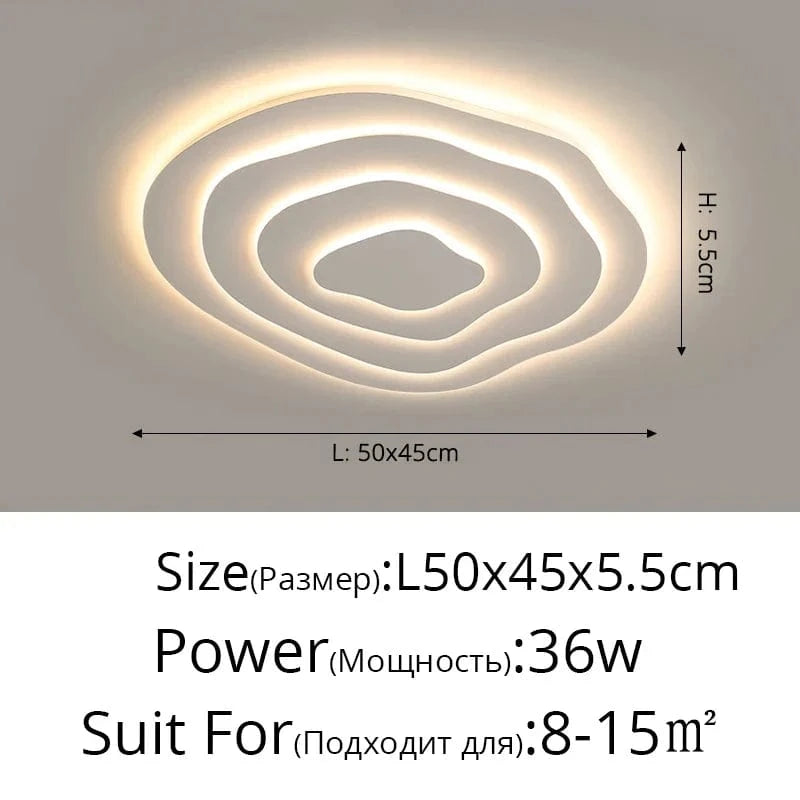 Plafonnier LED Blanc Multicouches Moderniste | Marco Lucetti B 4 cercles 50cm / Blanc chaud, pas de télécommande