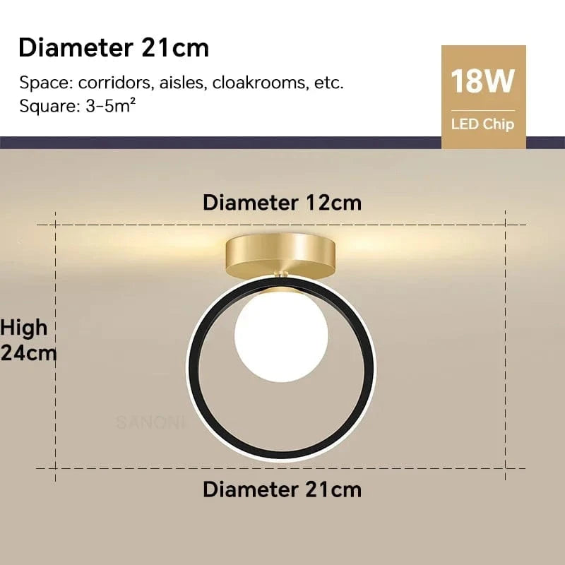 Plafonnier LED Blanche pour Ambiance Décorative | Marco Lucetti TypeA Noir / Blanc chaud