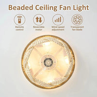 Plafonnier LED Bohémien en Perles de Bois avec Télécommande Style Nordique Vintage | Marco Lucetti