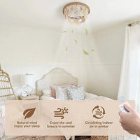 Plafonnier LED Bohémien en Perles de Bois avec Télécommande Style Nordique Vintage | Marco Lucetti