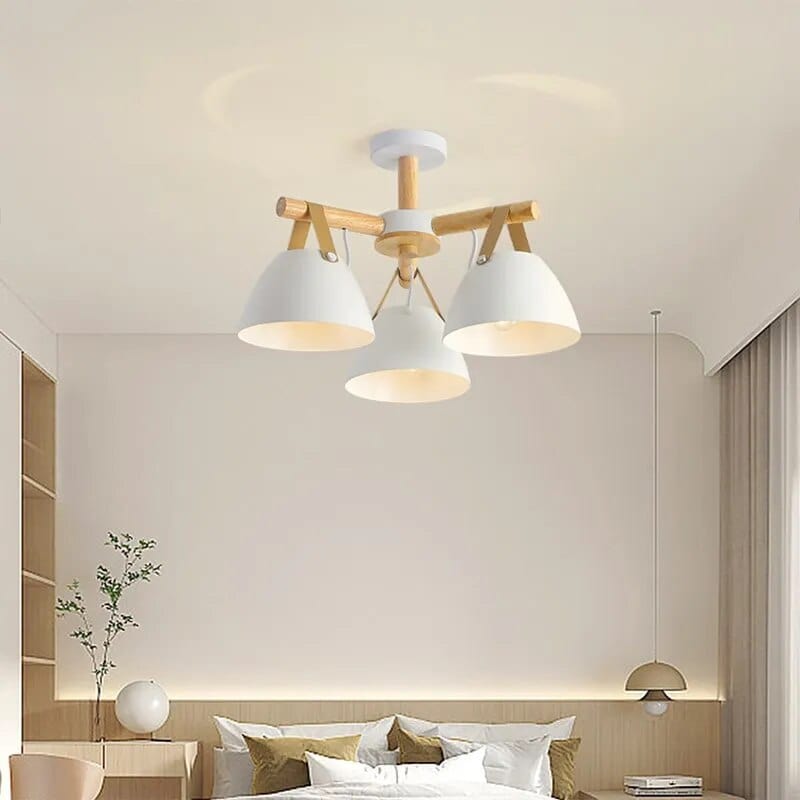 Plafonnier LED Bois & Cuir | Marco Lucetti