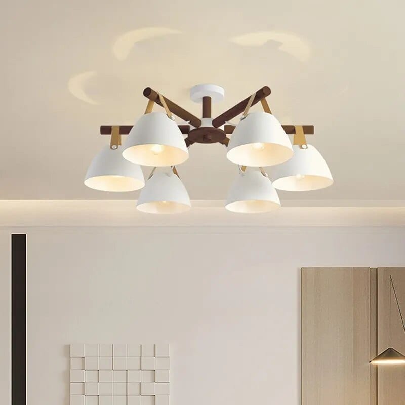 Plafonnier LED Bois & Cuir | Marco Lucetti