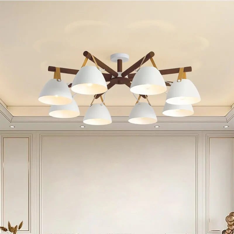 Plafonnier LED Bois & Cuir | Marco Lucetti