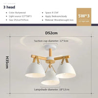 Plafonnier LED Bois & Cuir | Marco Lucetti CL174 3H Bois / Blanc froid