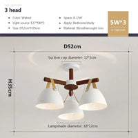 Plafonnier LED Bois & Cuir | Marco Lucetti CL174 3H Noyer / Blanc froid