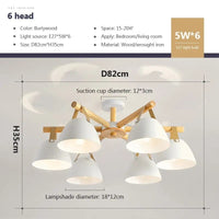 Plafonnier LED Bois & Cuir | Marco Lucetti CL174 6H Bois / Blanc froid