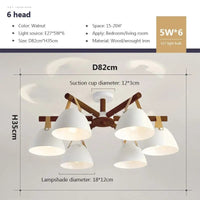 Plafonnier LED Bois & Cuir | Marco Lucetti CL174 6H Noyer / Blanc froid