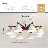 Plafonnier LED Bois & Cuir | Marco Lucetti CL174 8H Noyer / Blanc froid