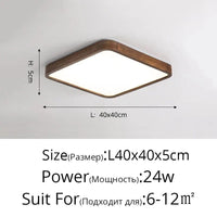 Plafonnier LED bois massif de style moderne | Marco Lucetti Carré 40x40cm / Blanc froid