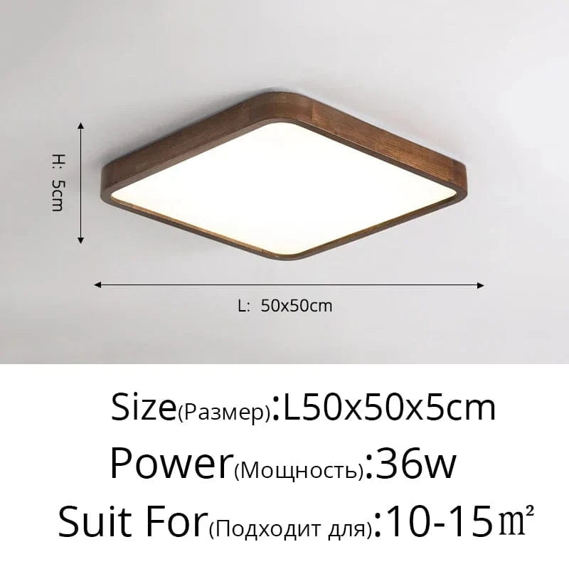 Plafonnier LED bois massif de style moderne | Marco Lucetti Carré 50x50cm / Blanc froid