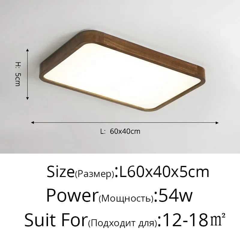 Plafonnier LED bois massif de style moderne | Marco Lucetti Carré 60x40cm / Blanc froid