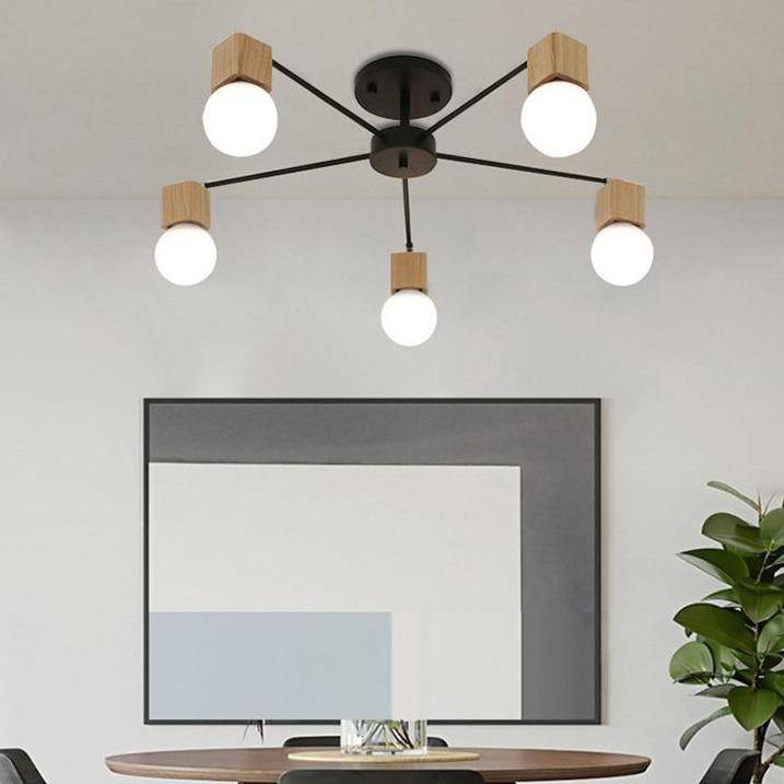 Plafonnier LED Bois & Métal, Design Moderne | Marco Lucetti