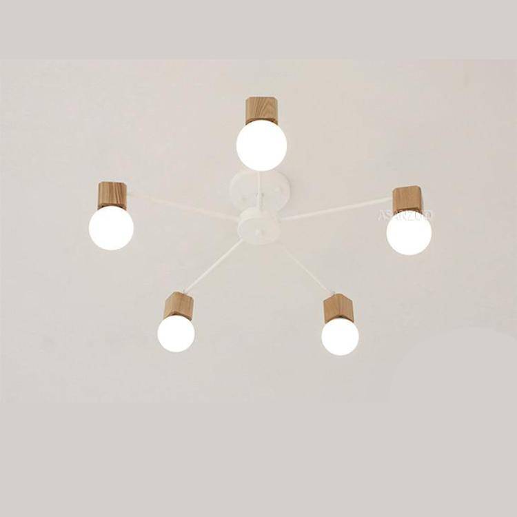 Plafonnier LED Bois & Métal, Design Moderne | Marco Lucetti Blanc / 5 lampes