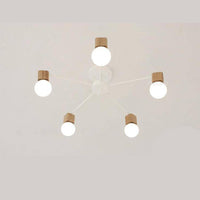 Plafonnier LED Bois & Métal, Design Moderne | Marco Lucetti Blanc / 5 lampes