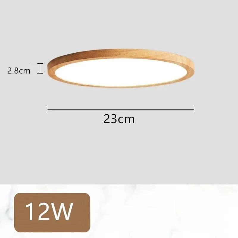 Plafonnier LED Bois Moderne | Marco Lucetti Rond 12W-23cm / Blanc chaud