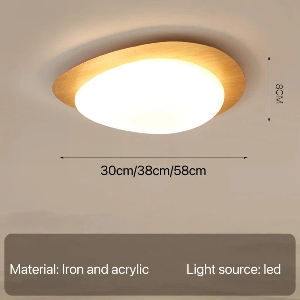 Plafonnier LED Bois Moderne Rétro pour Chambre, Restaurant et Cuisine | Marco Lucetti Couleur bois clair / 30 cm / Tri lumière sans télécommande