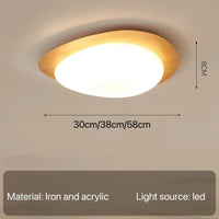 Plafonnier LED Bois Moderne Rétro pour Chambre, Restaurant et Cuisine | Marco Lucetti Couleur bois clair / 30 cm / Tri lumière sans télécommande