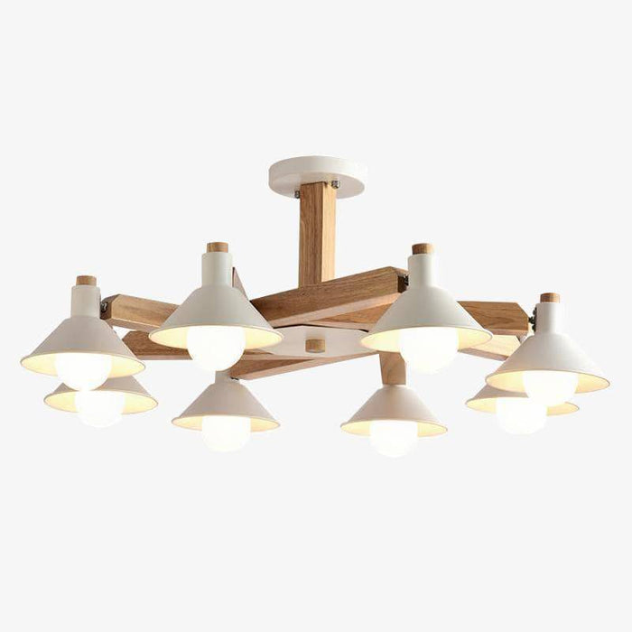 Plafonnier LED Bulbs en bois - Noir ou Blanc | Marco Lucetti 8 lampes - Blanc